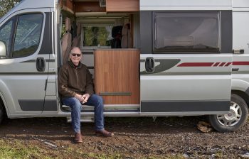 Older man in a camper van